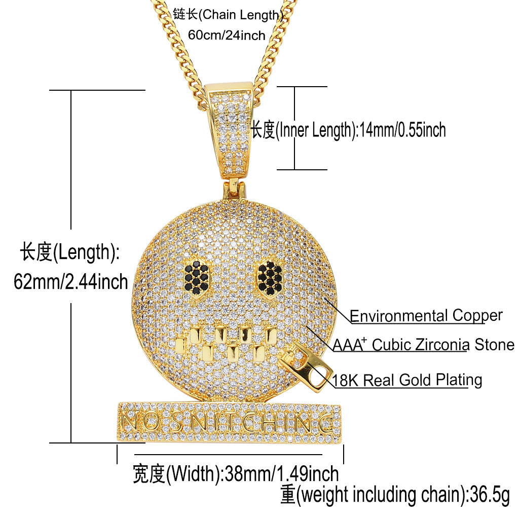Hip Hop Geometric Copper Pendant Necklace for Men and Women