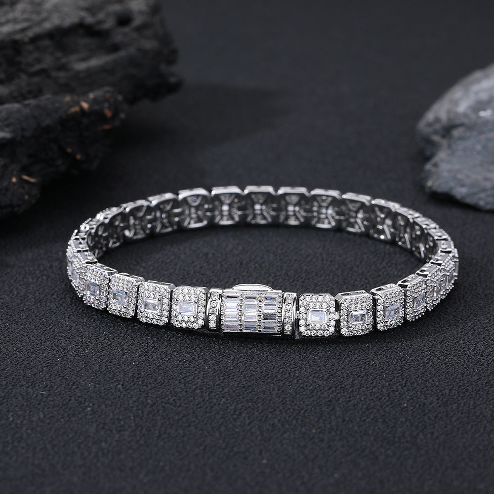 8mm Iced Cuban Link Chain Bracelet & Necklace, Geometric Zircon, Unisex Hip Hop Jewelry