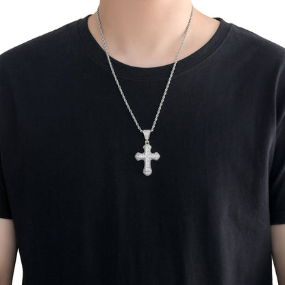 Hip Hop Geometric Round Cubic Zirconia Pendant Necklace for Men and Women