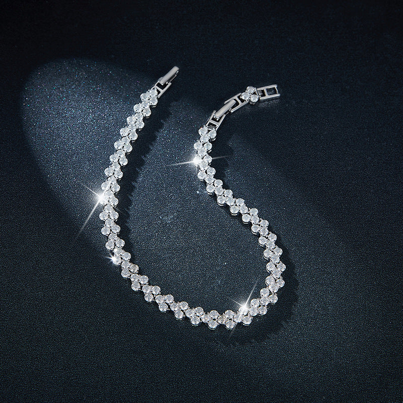 925 Sterling Silver Moissanite Cluster Bracelet, 2.5mm Irregular V-Shape product image