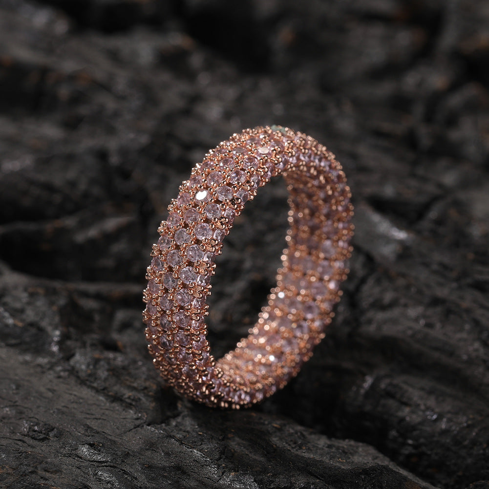 Men’s Iced Out Circular Band Ring with Cubic Zirconia in Gold, Silver & Rose Gold product image