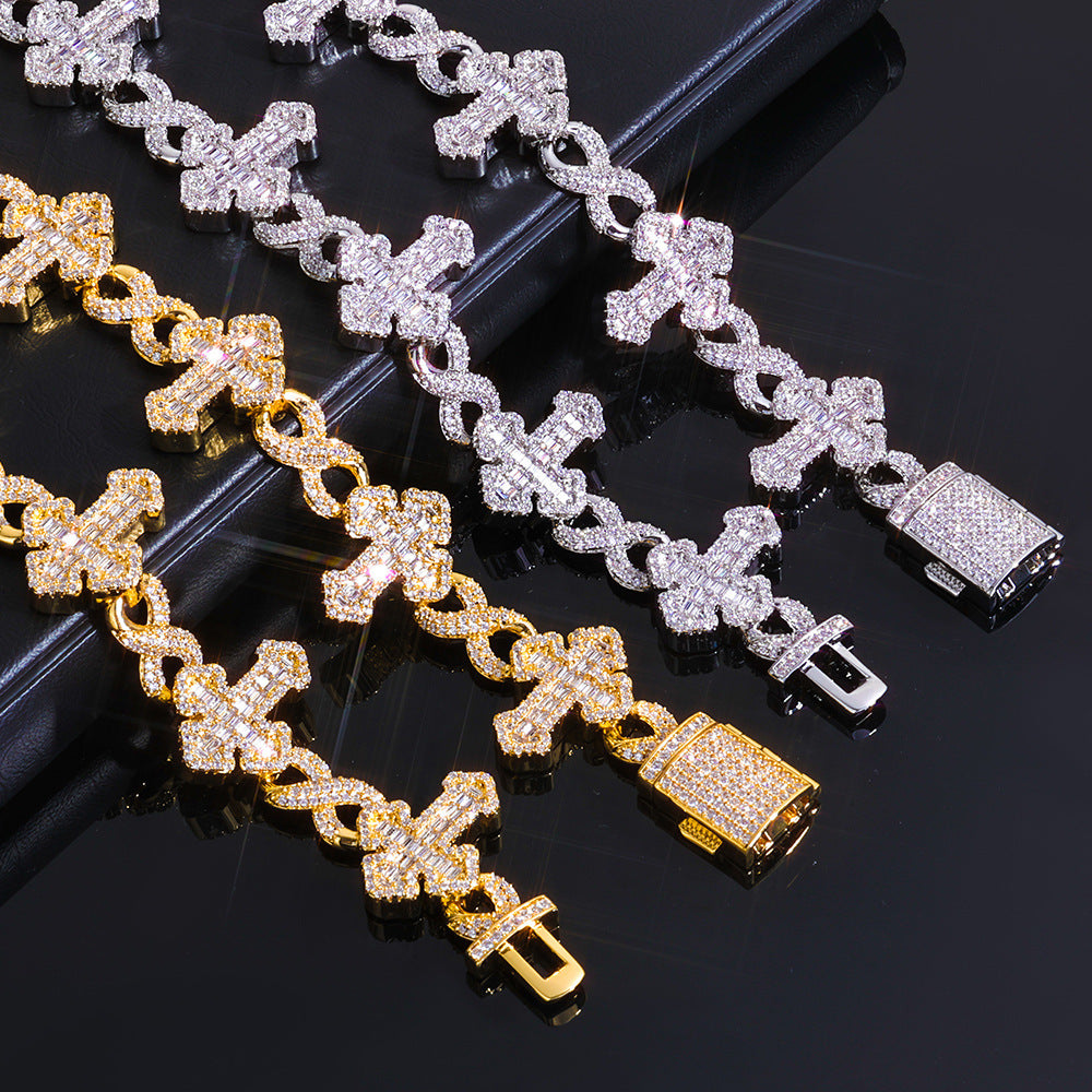 15 mm Cross and Infinity CZ Link Copper Bracelet - CHA380 product image