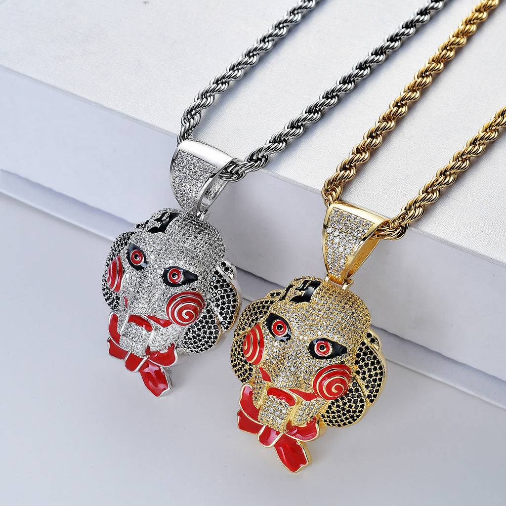 Hip Hop Fashion Cubic Zirconia Pendant Necklace for Men and Women