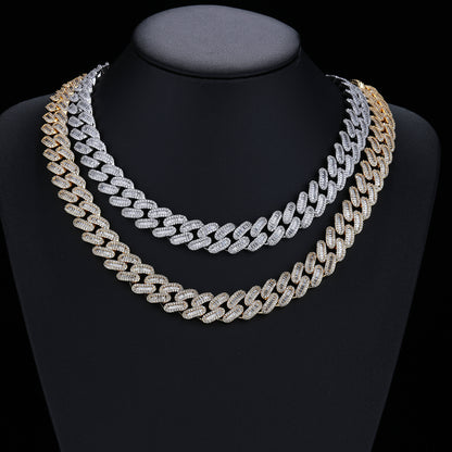 15mm Iced Out Cuban Link Chain Bracelet & Necklace Set, Zirconia, Unisex