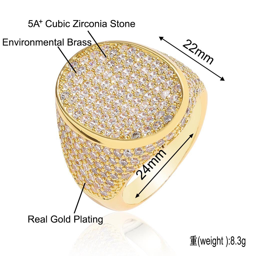 Hip Hop Vintage Geometric Round Copper Ring for Men