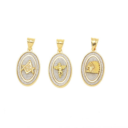 Unisex Oval Angel Pendant Necklace with 3mm Cuban Chain, Gold Plated or Silver Plated Hip Hop Statement Chain