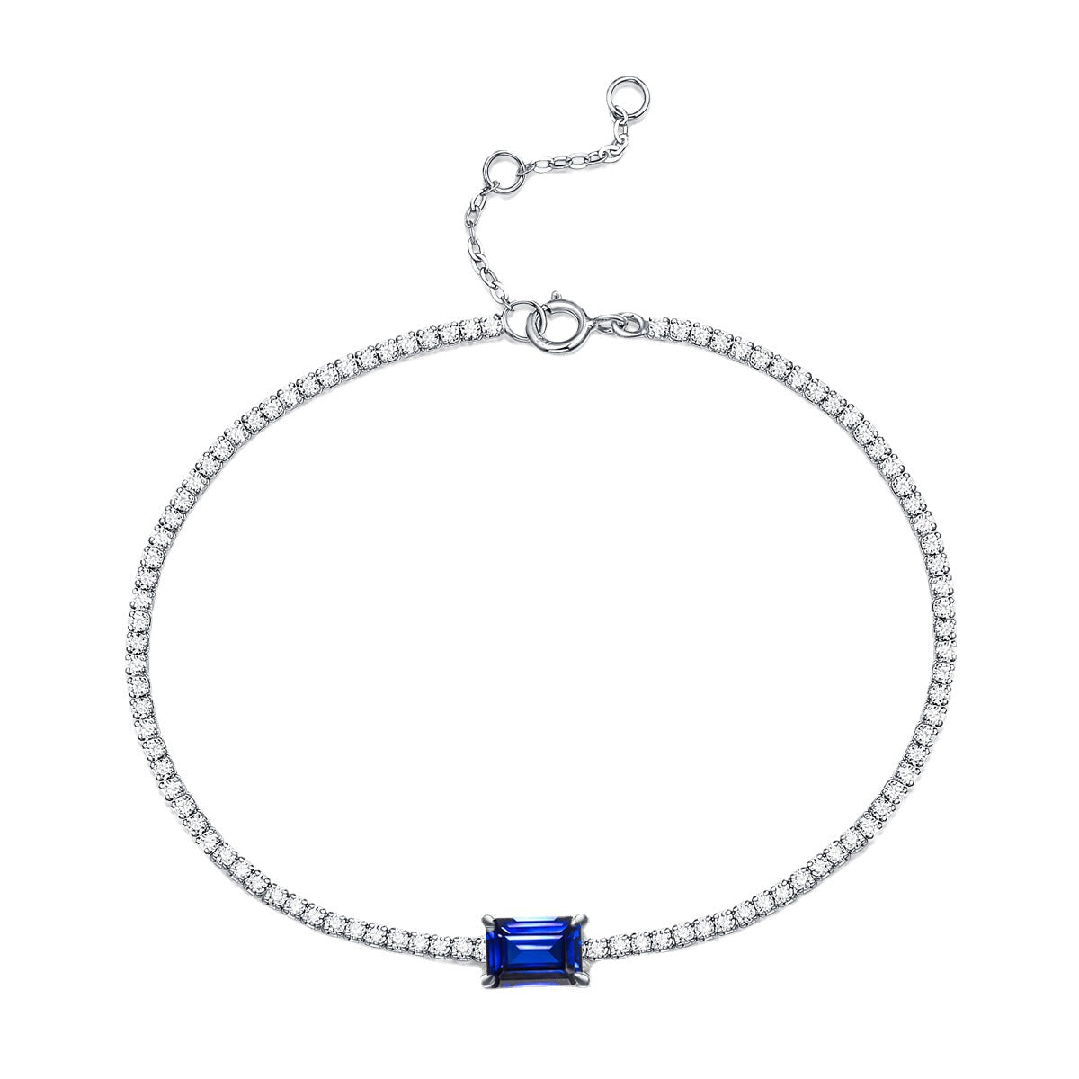 Lab-Grown Emerald Tennis Bracelet, S925 White Gold Plated Bracelet product image