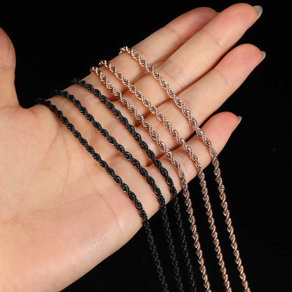4-10 mm Polished Rope Chain Hip Hop Necklace or Bracelet with Stainless steel Base - CHA094