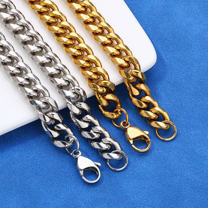 4-9 mm Polished Cuban Stainless steel Bracelet - CHA163