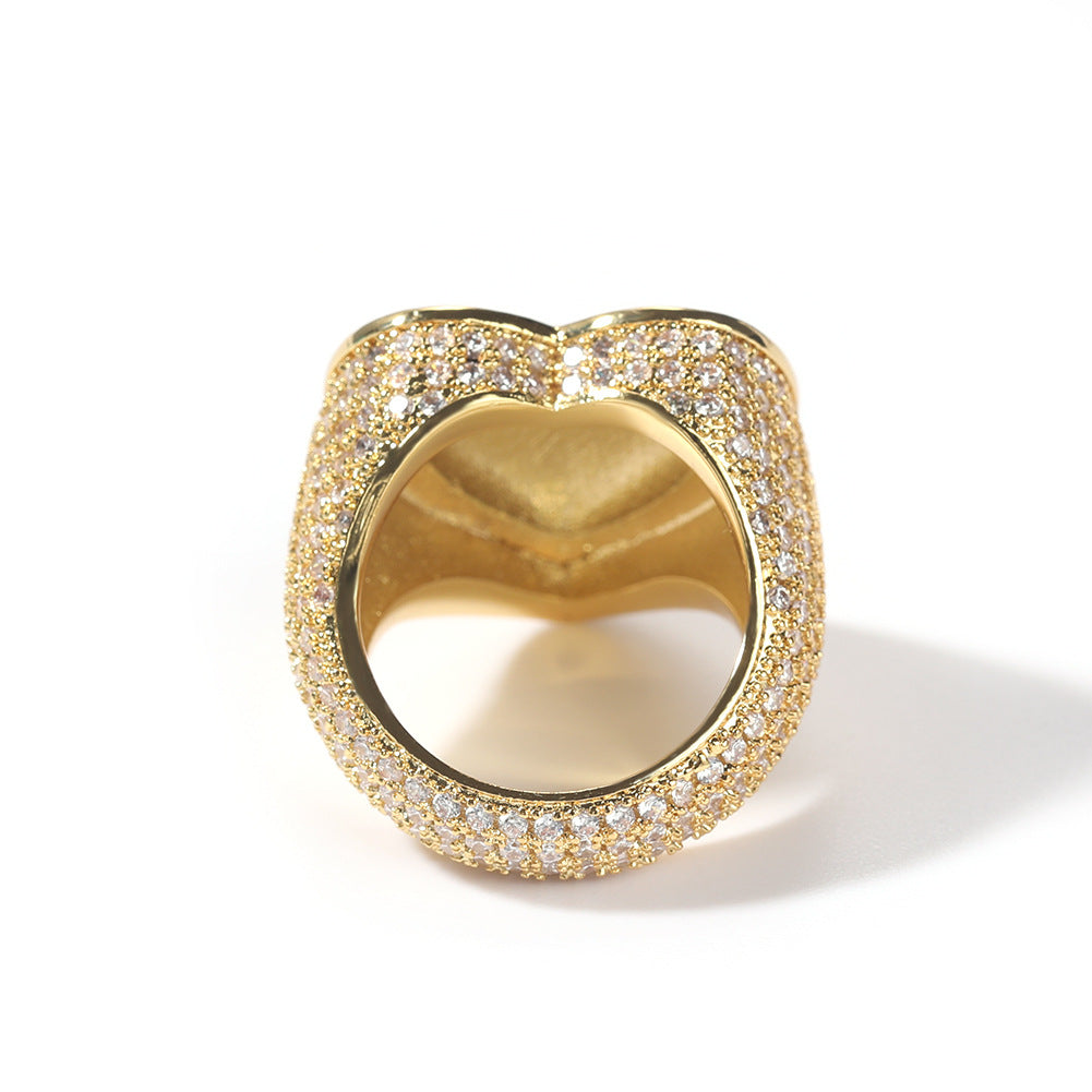 Unisex Heart Cubic Zirconia Statement Ring in Gold or Silver Tone product image
