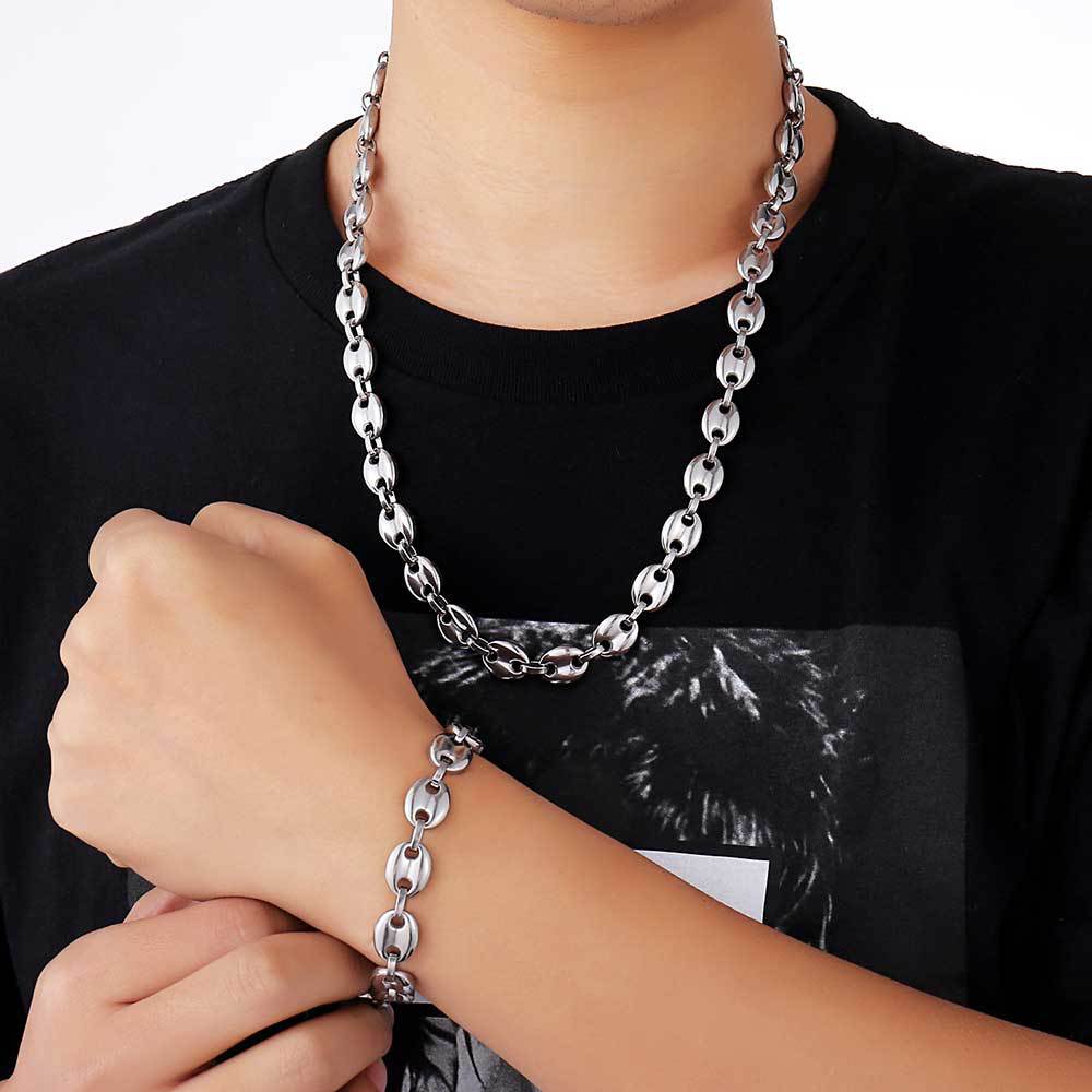 6-11 mm Coffee Bean Mariner Stainless steel Necklace or Bracelet - CHA028 product image