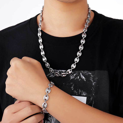 6-11 mm Coffee Bean Mariner Stainless steel Necklace or Bracelet - CHA028