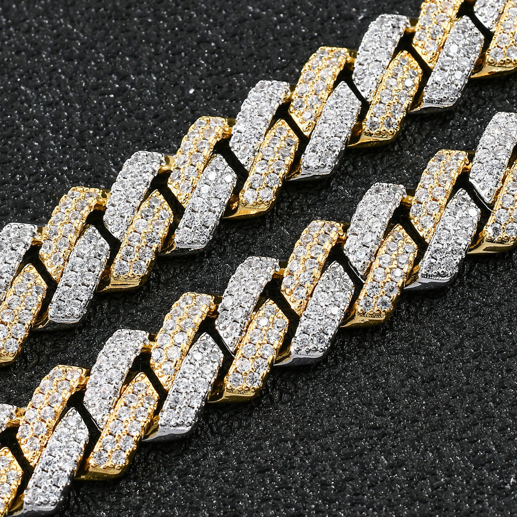 Hip Hop Minimalist Diamond Shape Cuban Link Cubic Zirconia Bracelet for Men