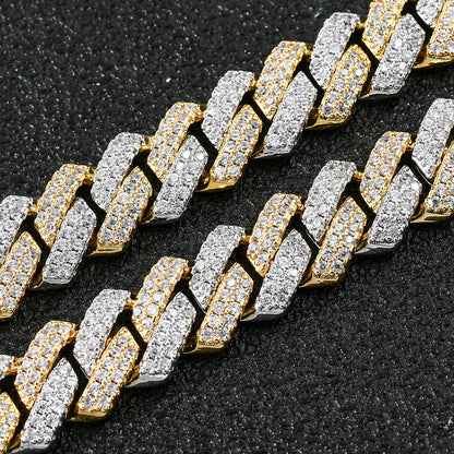 Hip Hop Minimalist Diamond Shape Cuban Link Cubic Zirconia Bracelet for Men