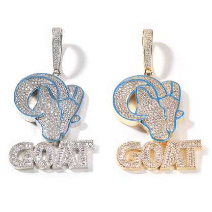 Iced Goat Pendant Necklace with Cubic Zirconia Twist Chain – Hip Hop Statement Chain in Gold or Silver Tone