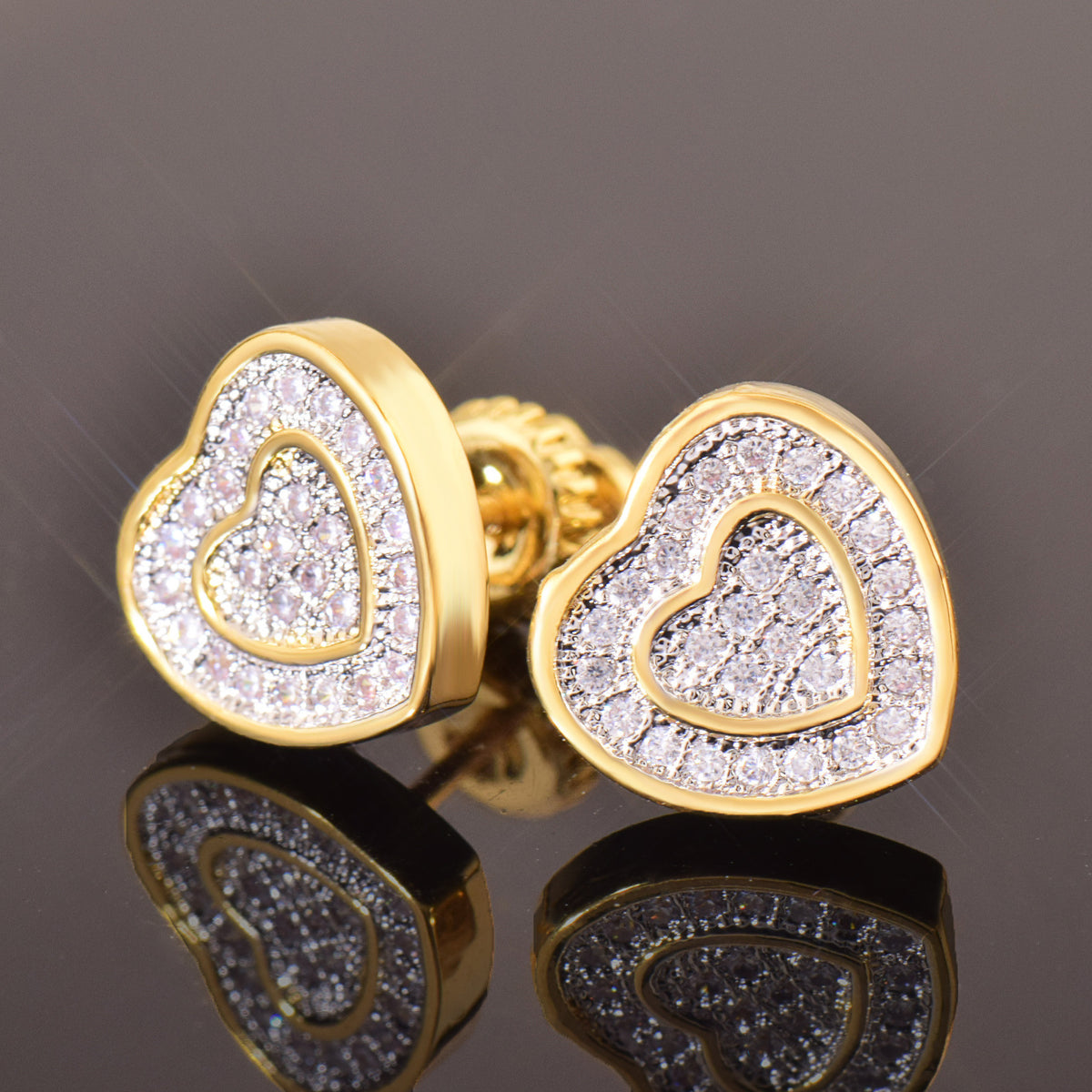 Unisex Iced Heart Stud Earrings Gift product image