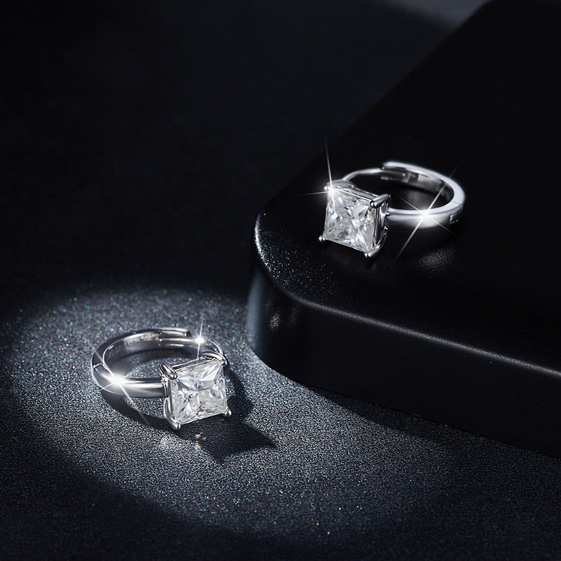 Princess Cut Moissanite Stud Earrings, 5.5mm, S925 Silver, 18K Gold Plated, Four-Prong product image