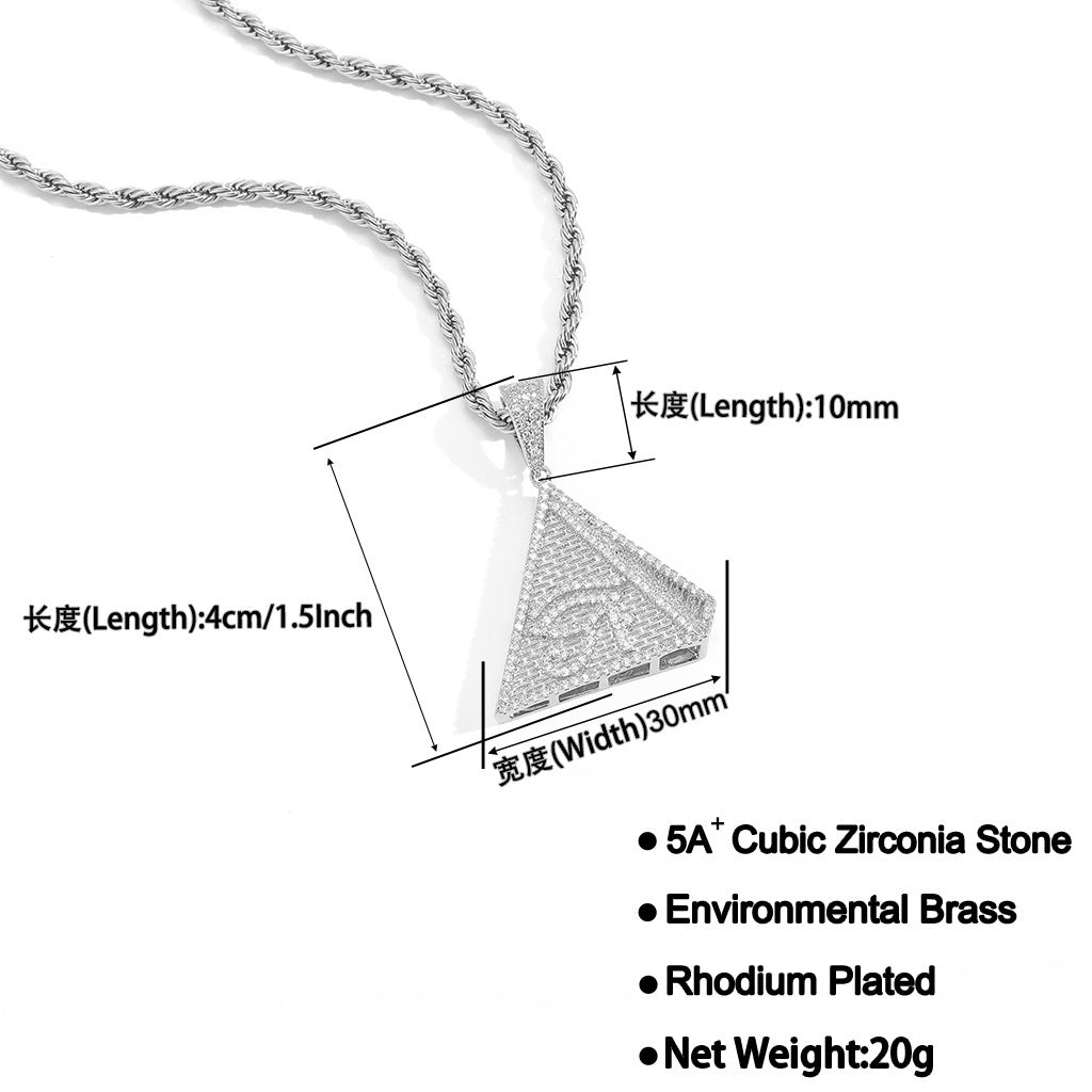 Hip Hop Vintage Geometric Cubic Zirconia Pendant Necklace for Men and Women