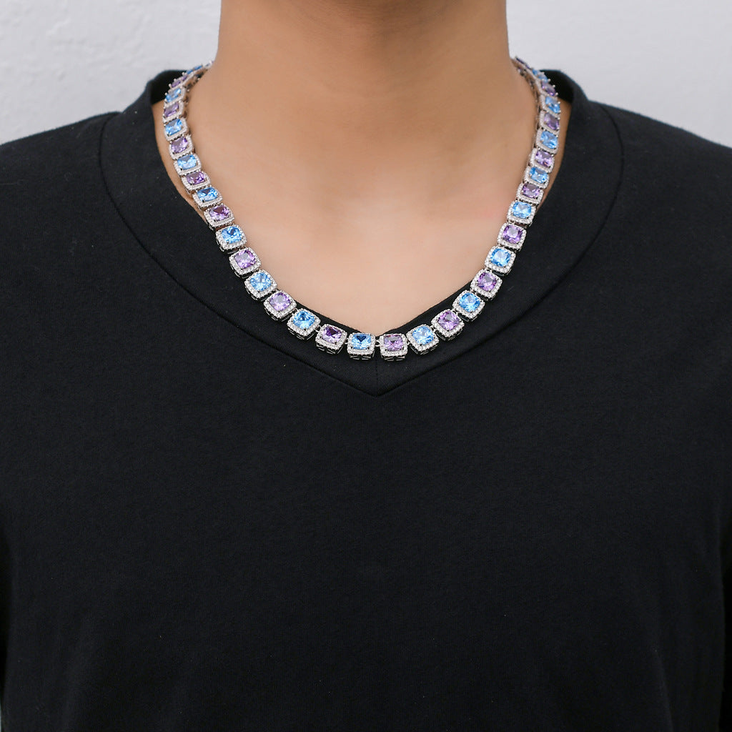 Hip Hop Light Luxury Square Iced Link Cubic Zirconia Necklace for Men