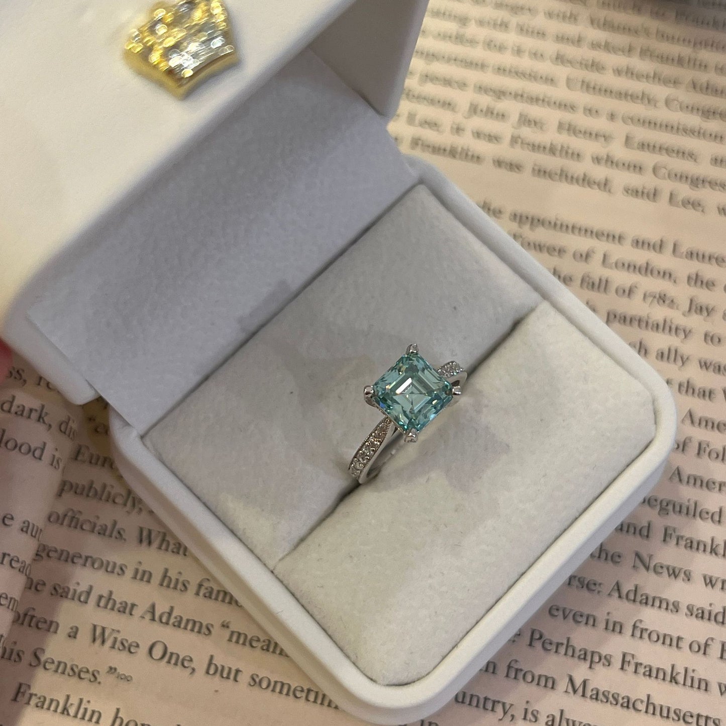 2.5 Carat Moissanite Asscher Cut Ring, S925 Sterling Silver, 4-Prong Solitaire product image