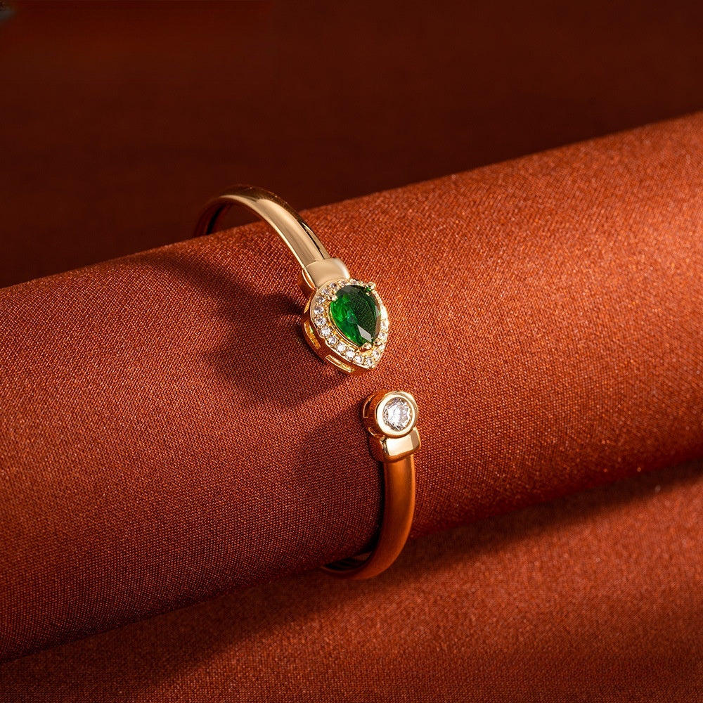 Elegant Pear Crystal Open Cuff Bracelet for Women Statement Jewelry product image