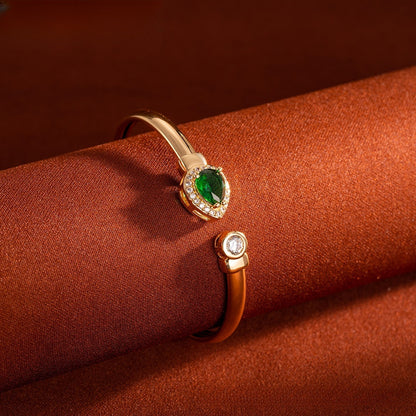 Elegant Pear Crystal Open Cuff Bracelet for Women Statement Jewelry