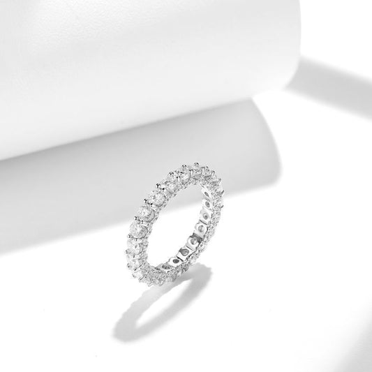 Moissanite Full Eternity Ring, Round Cut Wedding Band for Women, S925 Sterling Silver Promise Ring alternate product image