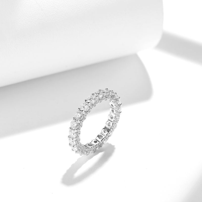 Moissanite Full Eternity Ring, Round Cut Wedding Band for Women, S925 Sterling Silver Promise Ring product image