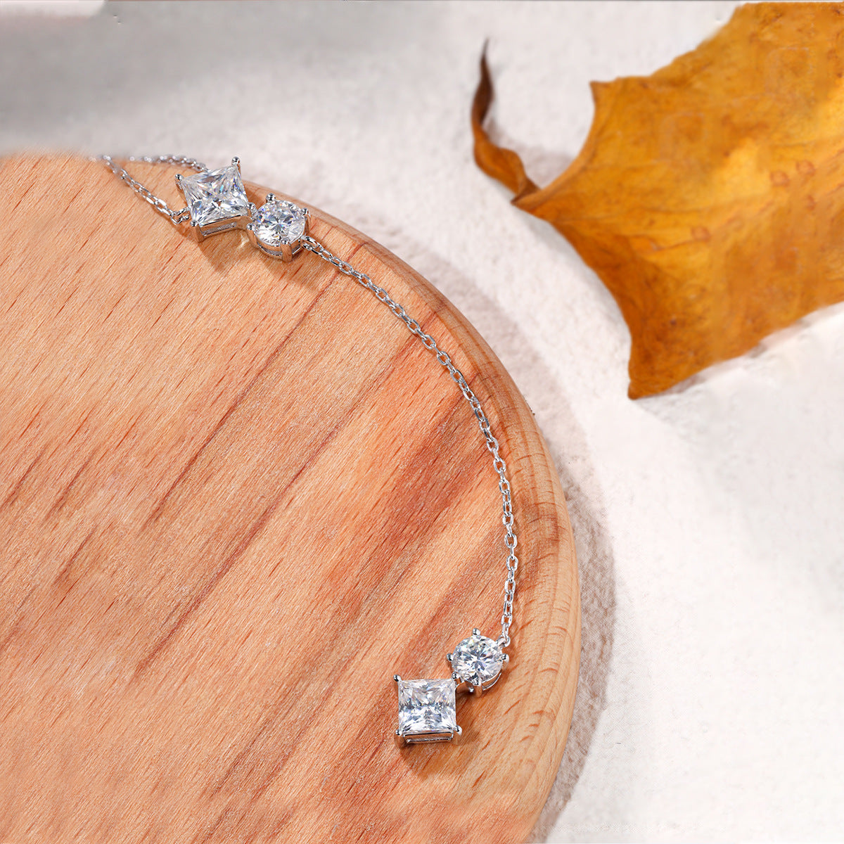 Layered Y Necklace for Women, 18k Gold Plated S925 Silver Crystal Drop product image