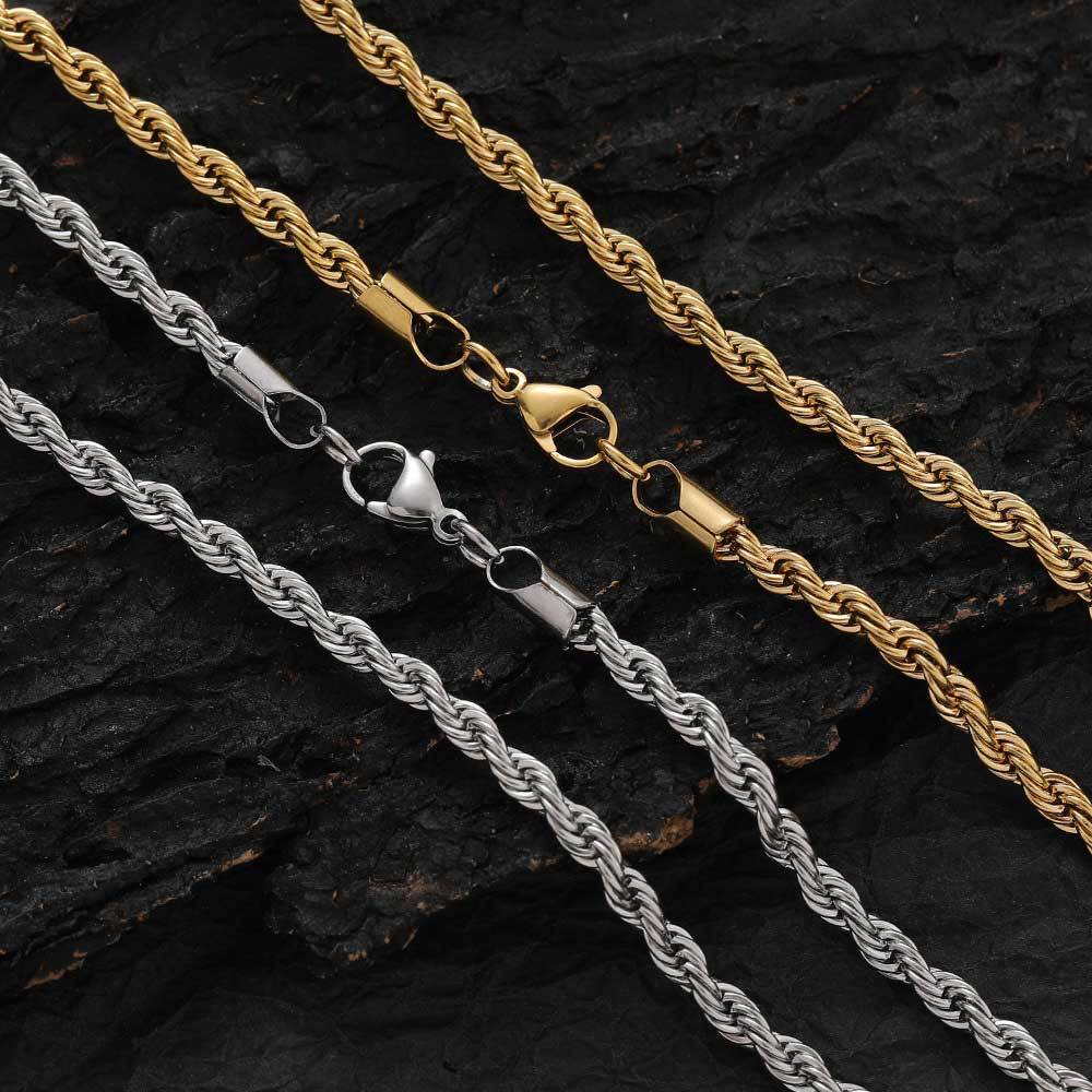 3-6 mm Twisted Rope Stainless steel Necklace - CHA094 product image