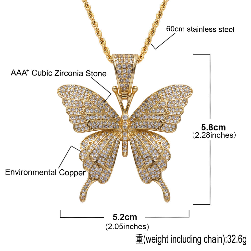 Hip Hop Cross Cubic Zirconia Pendant Necklace for Men and Women