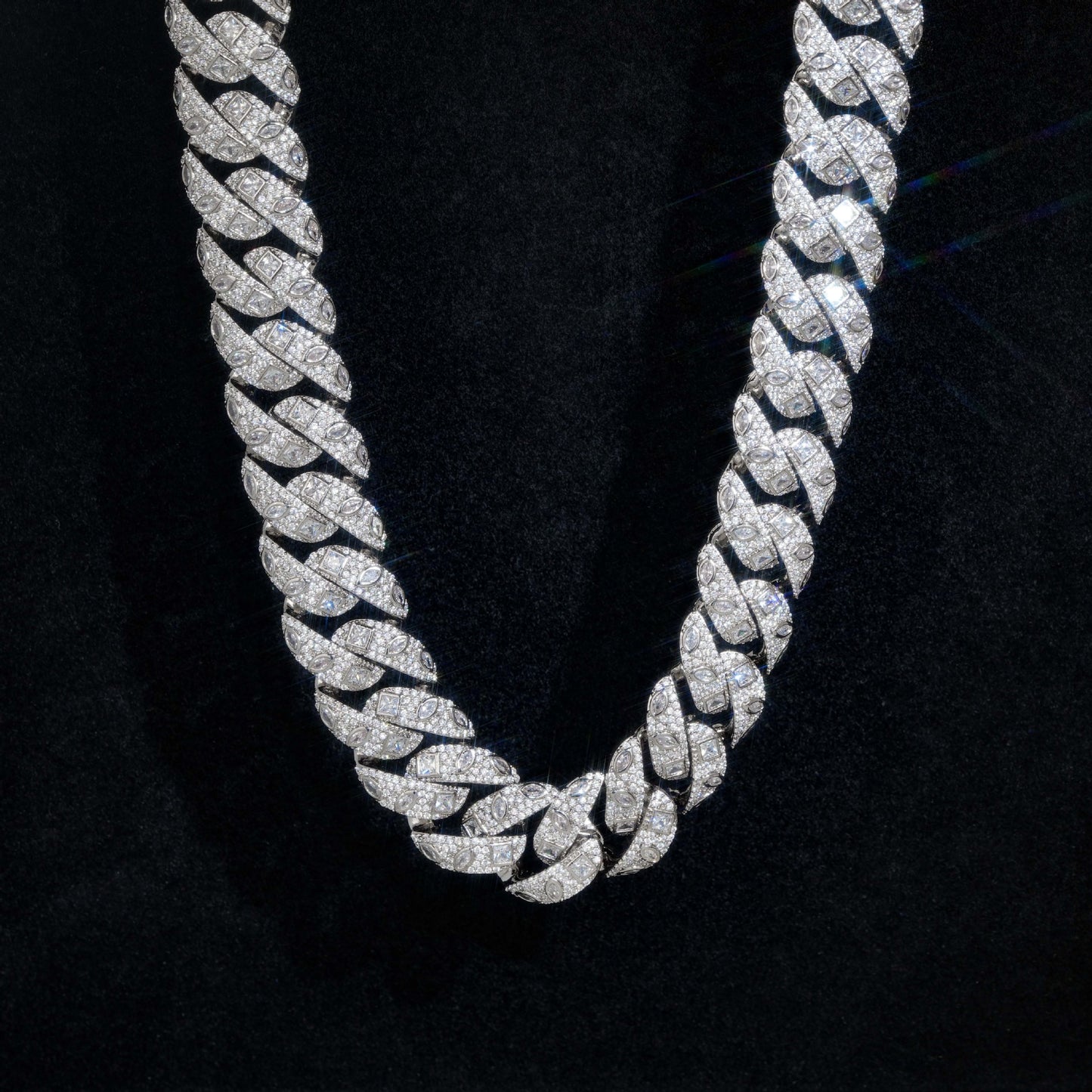 18mm Iced Out Cuban Link Chain Necklace and Bracelet, Unisex Zirconia Hip Hop Jewelry