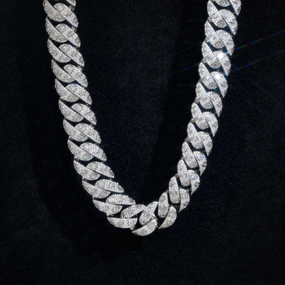 18mm Iced Out Cuban Link Chain Necklace and Bracelet, Unisex Zirconia Hip Hop Jewelry