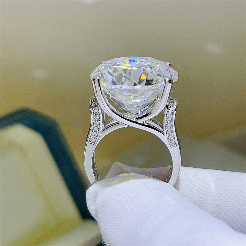 20 Carat D Color Moissanite Ring for Women, Geometric U-Shape Solitaire Engagement Ring product image