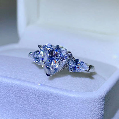 Heart Cut Moissanite Ring for Women, D Color VVS1 Engagement Ring, 1 Carat 2 Carat 3 Carat Promise Ring