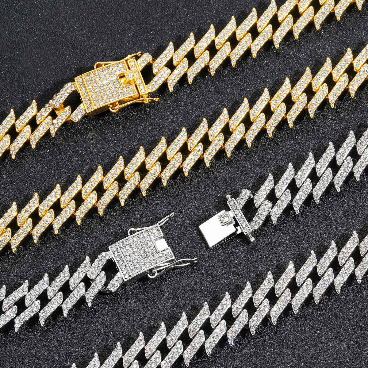 Hip Hop Diamond Shape Cuban Link Thorn Alloy Necklace for Men product image