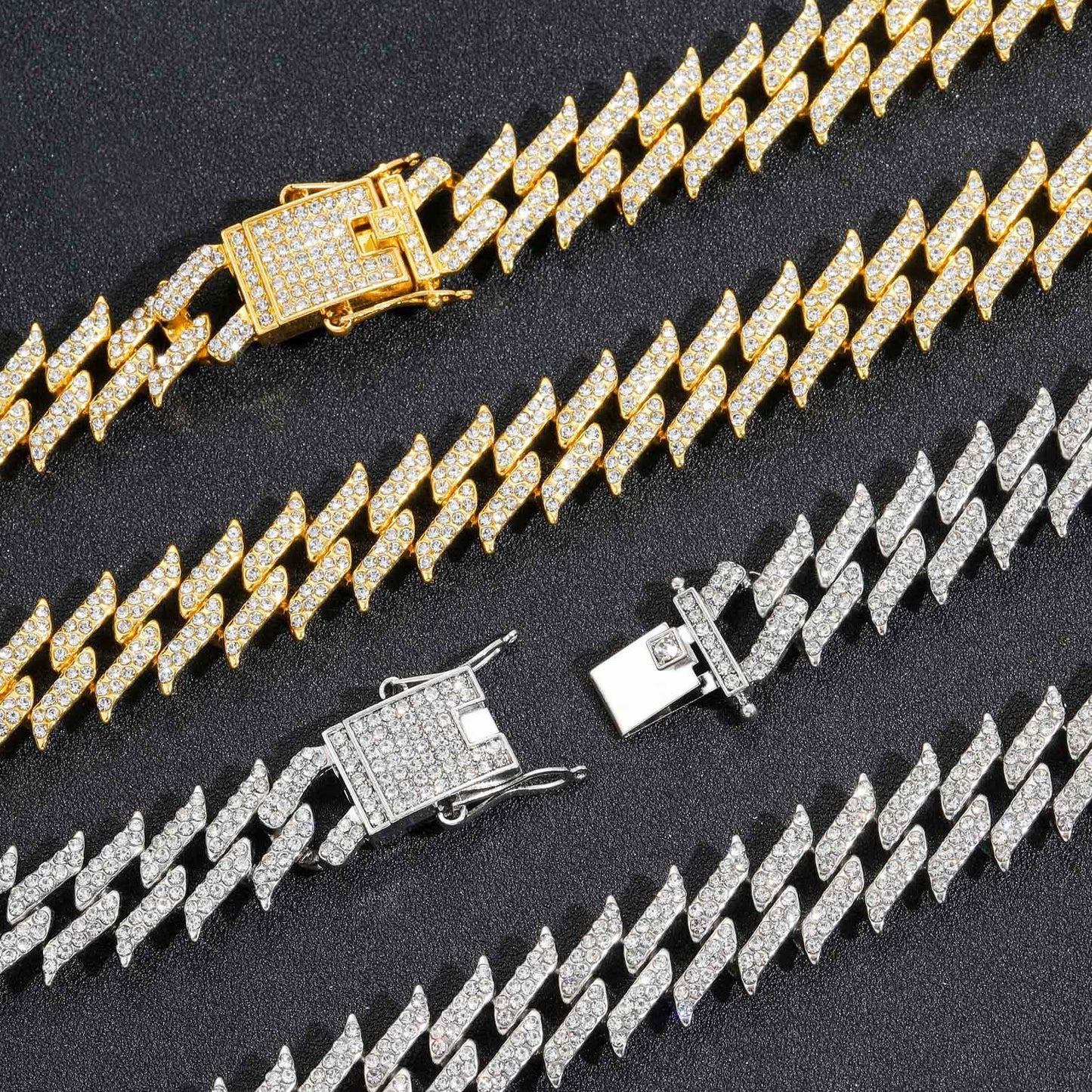 Hip Hop Diamond Shape Cuban Link Thorn Alloy Necklace for Men