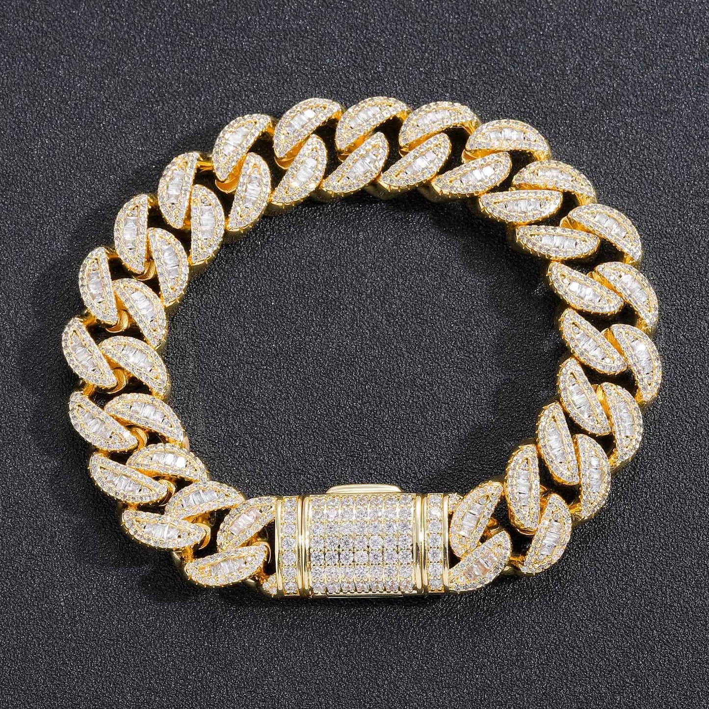 Hip Hop Light Luxury Cuban Link Cubic Zirconia Bracelet for Men