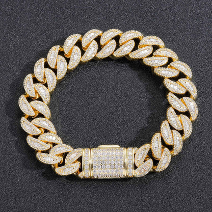 Hip Hop Light Luxury Cuban Link Cubic Zirconia Bracelet for Men