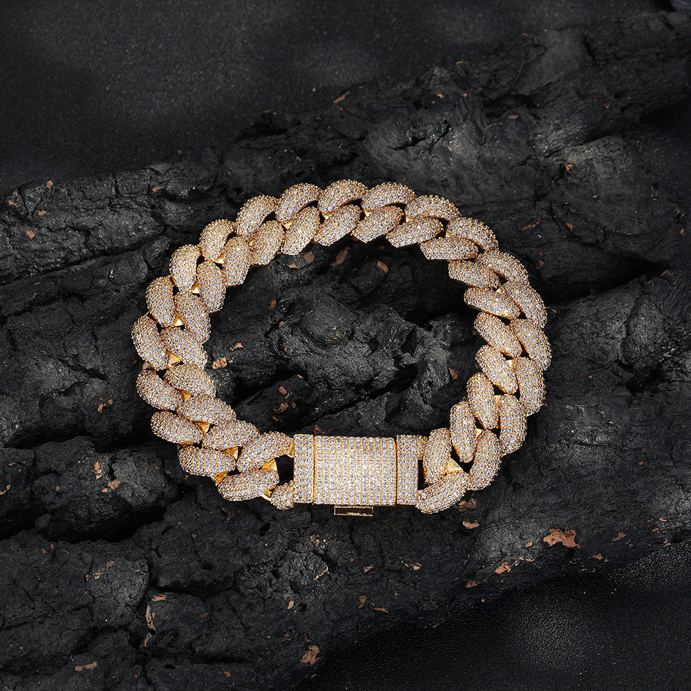 14mm Cuban Link Chain Necklace & Bracelet, Iced CZ, Unisex product image
