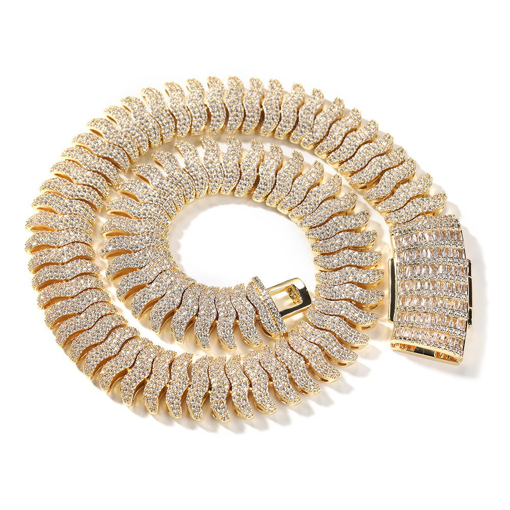 Iced Line Statement Chain Necklace for Women & Men - Silver or Gold Plated Hip Hop Pendant Necklace