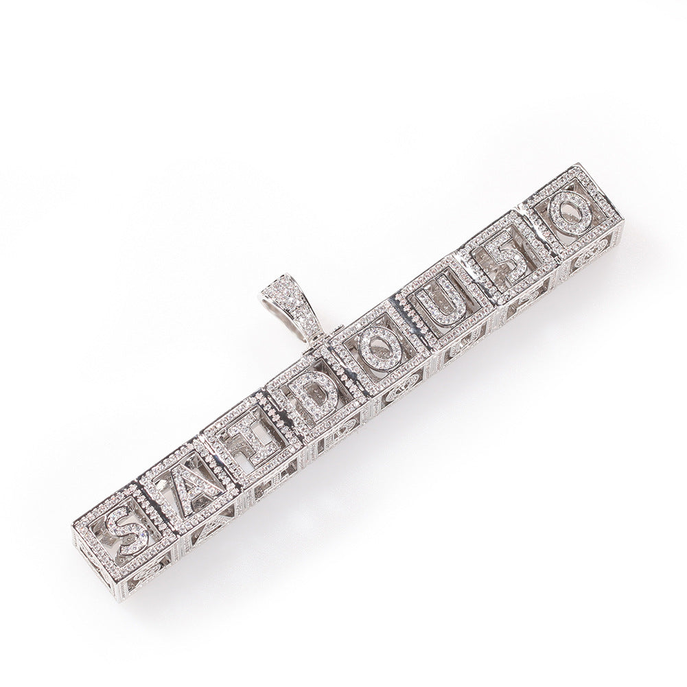 Custom 2-6 Letter Cubic Zirconia Initial Pendant Necklace for Women in Gold or Silver Tone