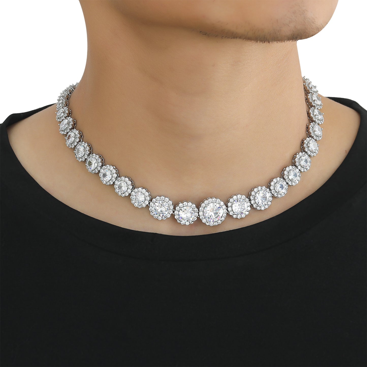 Hip Hop Star Eye Cuban Link Cubic Zirconia Necklace for Men