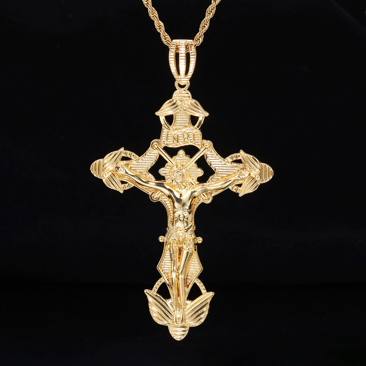 Iced Out Cross Pendant Necklace for Men and Women – Vintage Punk Hip Hop Chain in Gold or Silver Tone product image