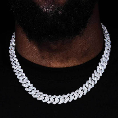 14 mm Iced Cuban Hip Hop Necklace or Bracelet with Cubic Zirconia on a Copper Base - CHA013