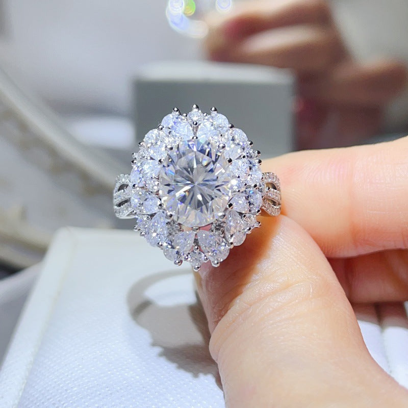 5 Carat Moissanite Halo Ring for Women, Oval Color Stone Statement Engagement Ring product image
