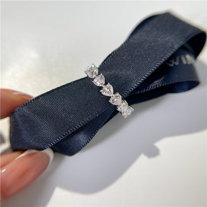 Heart Shape Tennis Bracelet, 18K Gold Style Crystal Bangle, Stackable Wrist Jewelry