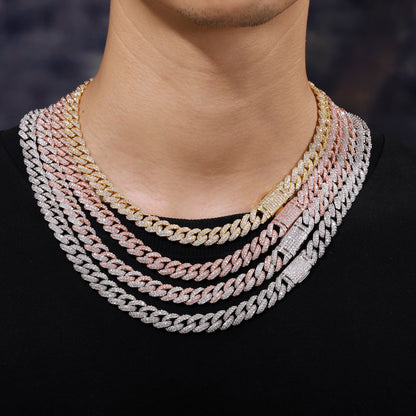 Iced Out Cuban Link Chain and Bracelet Set with Cubic Zirconia for Men and Women