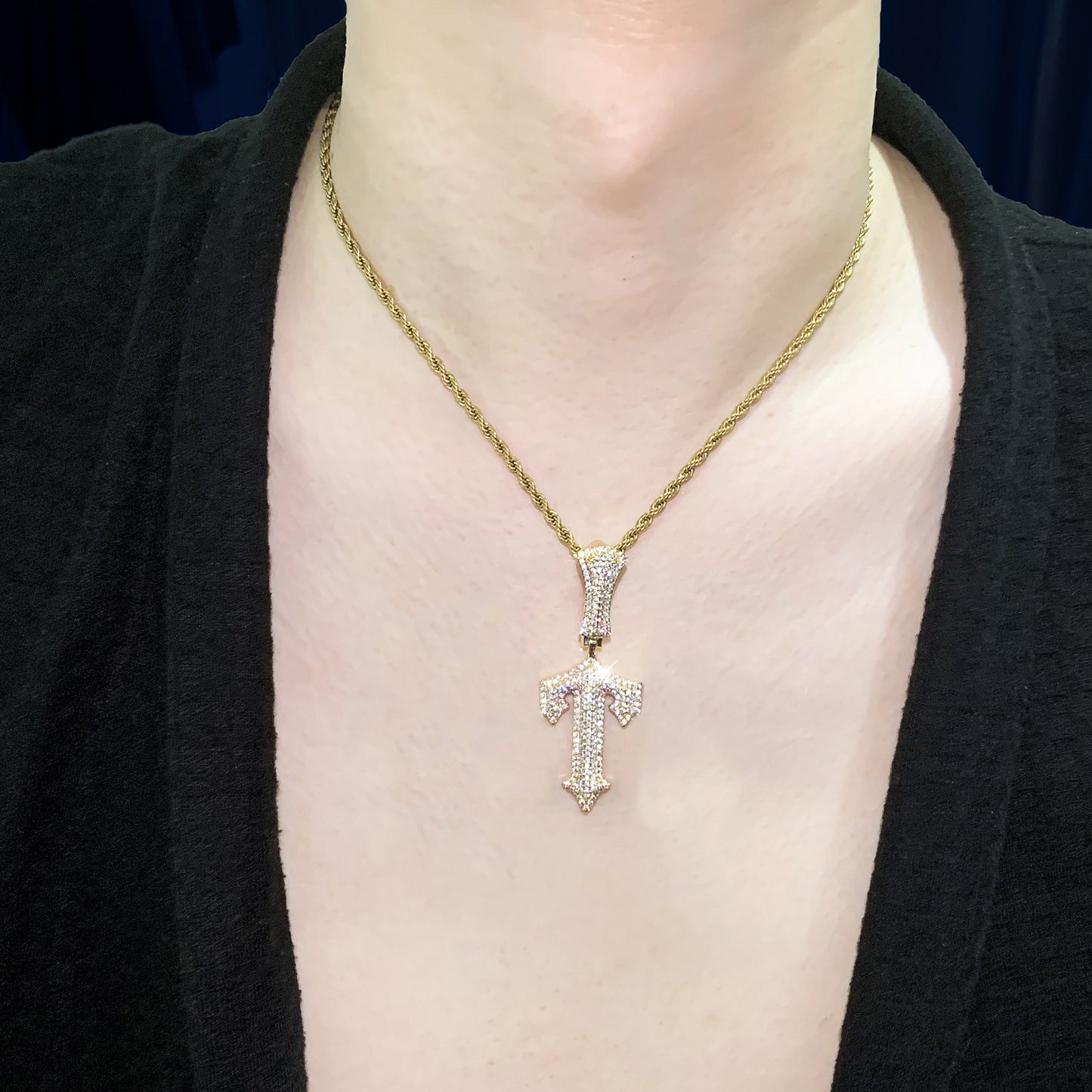 Iced Out Letter Pendant Necklace