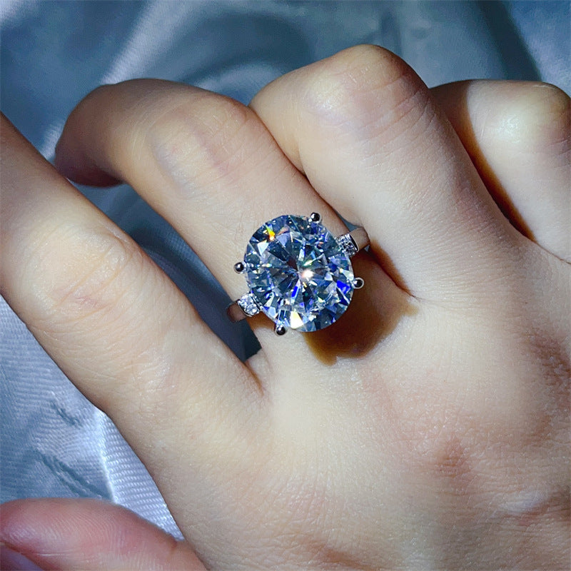 Oval Moissanite Ring for Women, 3 Carat Lace-Style Engagement Ring with Side Accent Stones product image